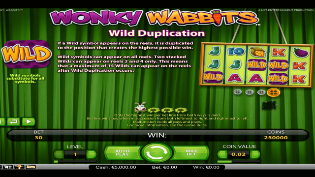 Игровой интерфейс Wonky Wabbits 2